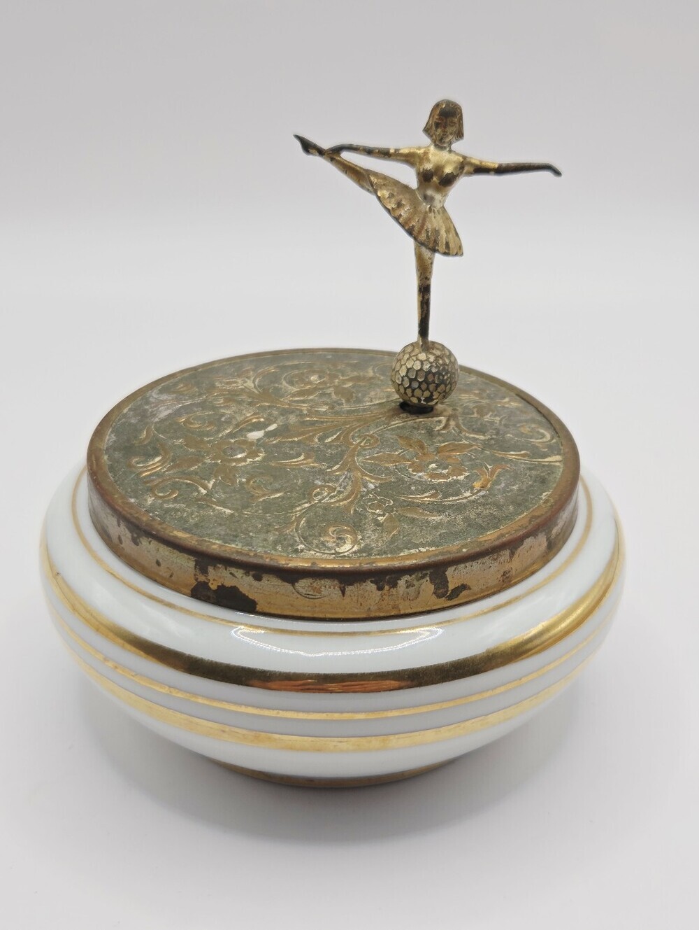 Vintage Tokiwa Japan Ballerina Music Box (Brass, Ceramic) Works Perfectly